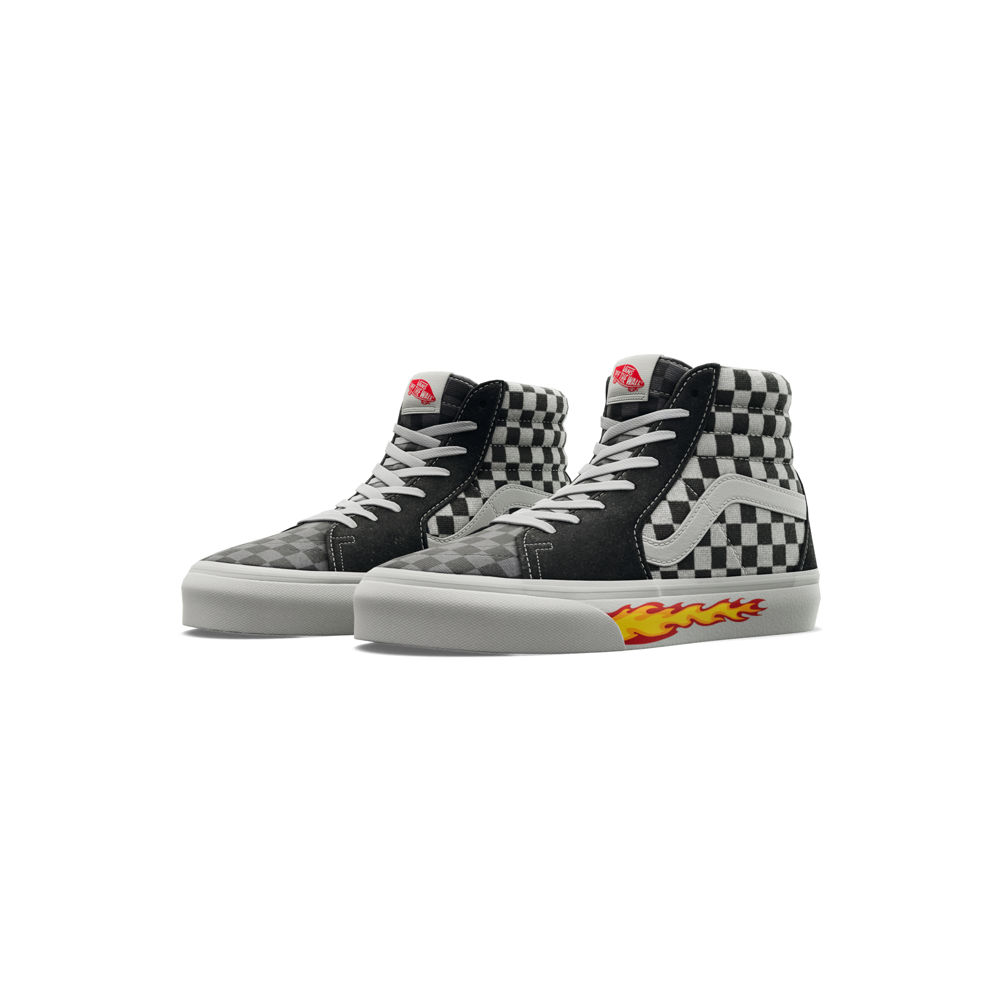 Vans Customs Sk8-Hi 'Multi-Checkboard/Flame' Shoes